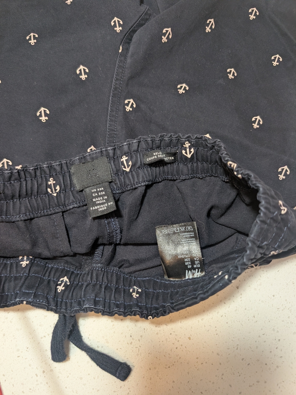H&M Navy Anchor Print Kids Swim Shorts